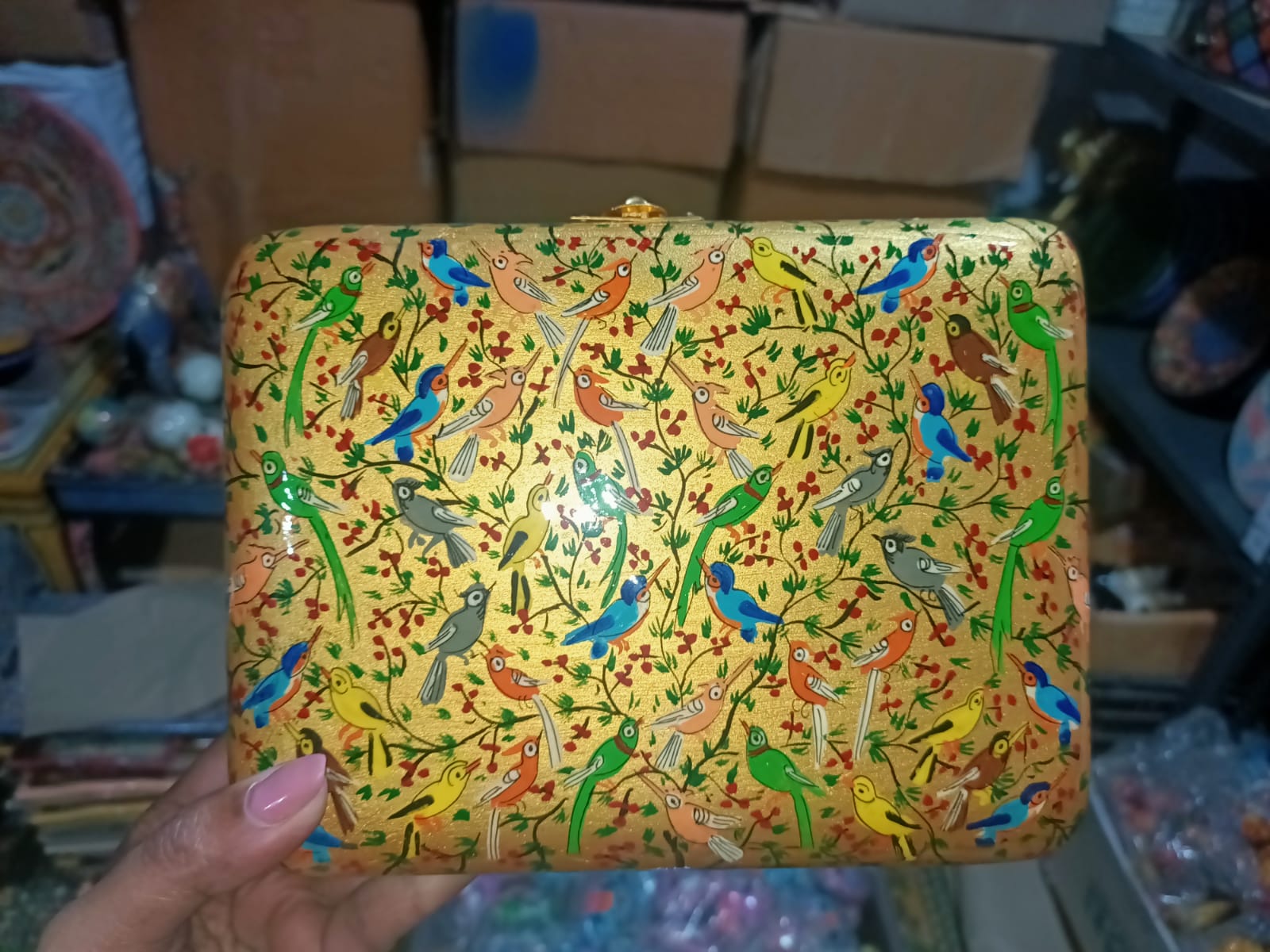 Boho Wallets, Luxury bags, Clutches with hand painted paper mache art, Papier mache clutches from Kashmir